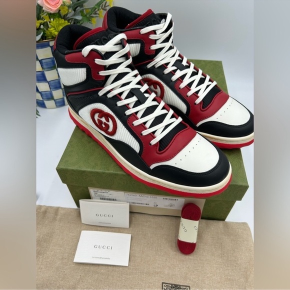 Men’s Gucci MAC 80 high top leather sneaker size 11 made in Italy - Picture 1 of 11
